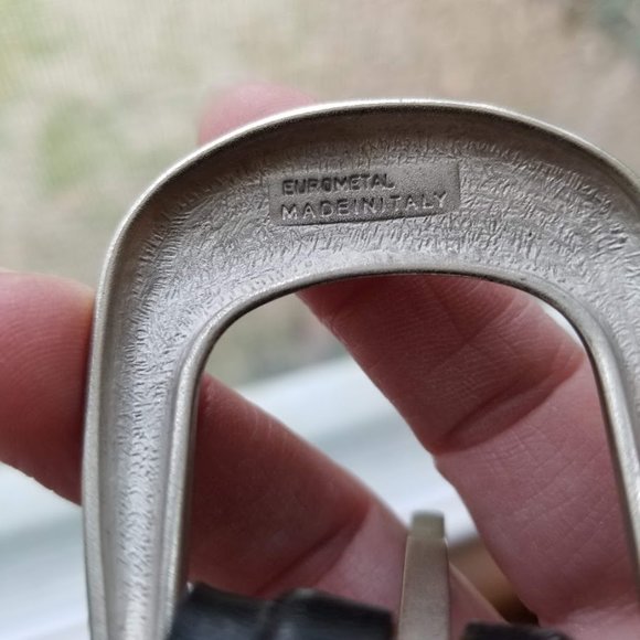 Stone Mountain Black Italian Leather Eurometal Silver Engraved Buckle, Size 36 - Picture 13 of 15